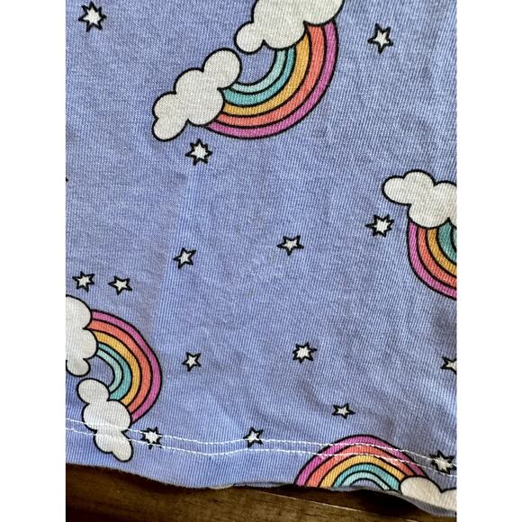 Lovey & Grink Purple Rainbows Clouds Stars Short Sleeve Knit Lounge Gown 2/3 - Picture 3 of 7